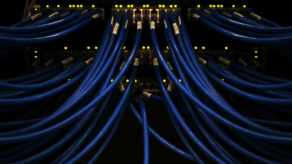 A bunch of blue wires connected to each other