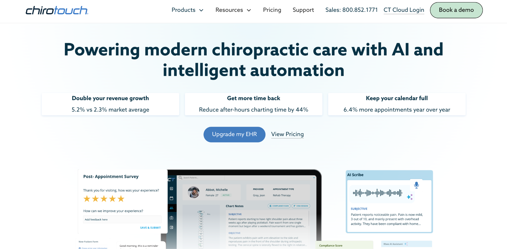 ChiroTouch chiropractic EHR software homepage