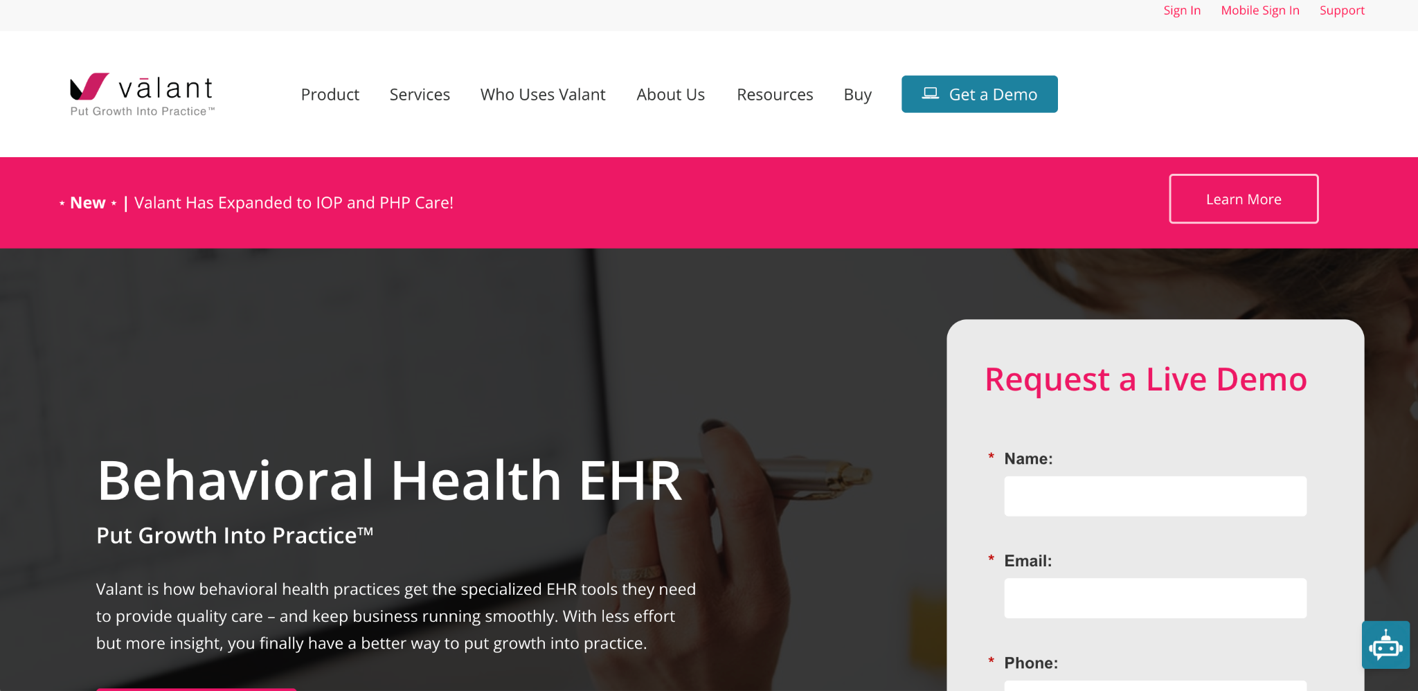 Valant mental health EHR software