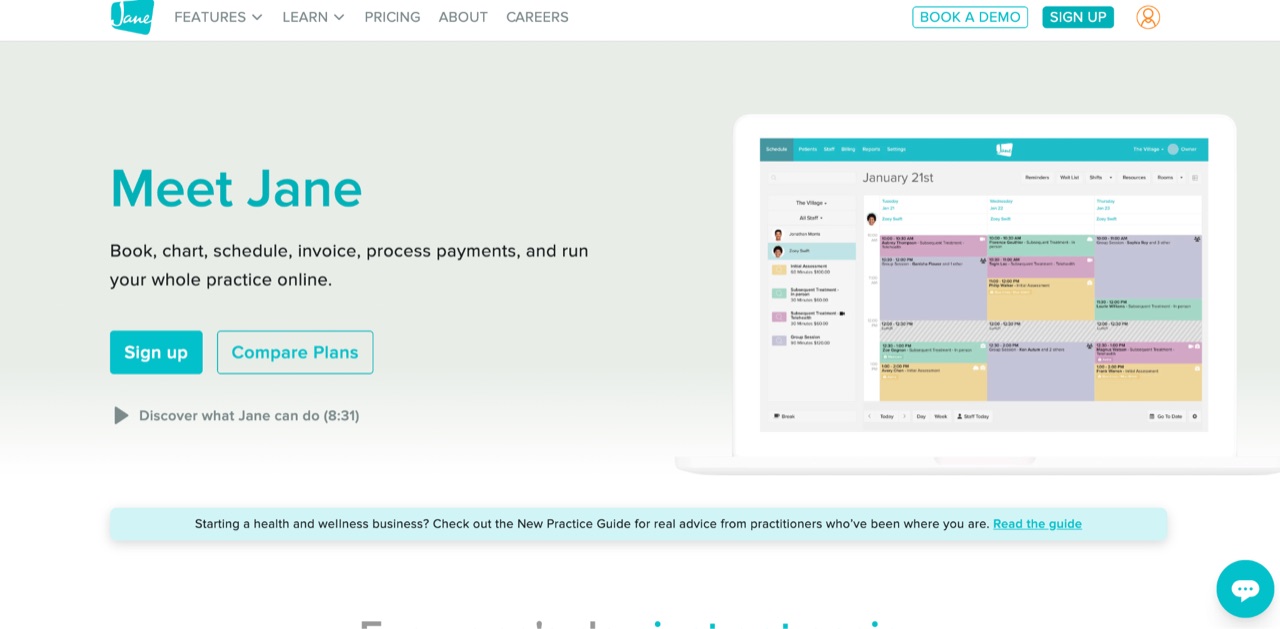Jane App practice management software