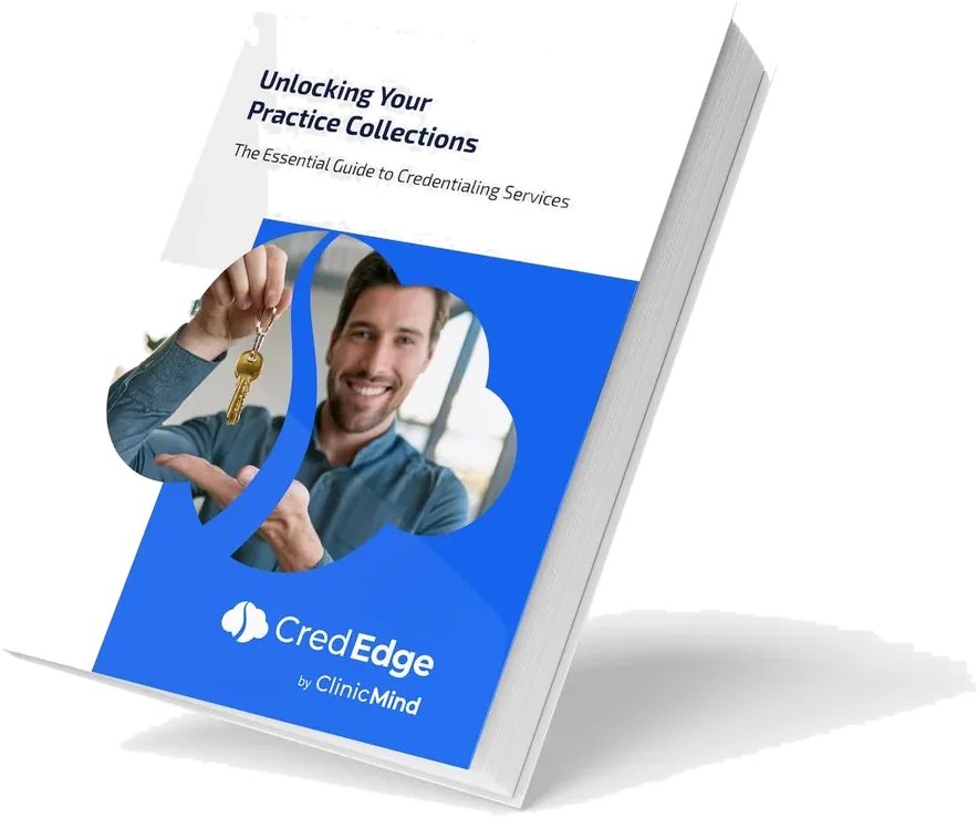 Unlocking Your Practice Collections eBook cover — the essential guide to credentialing services