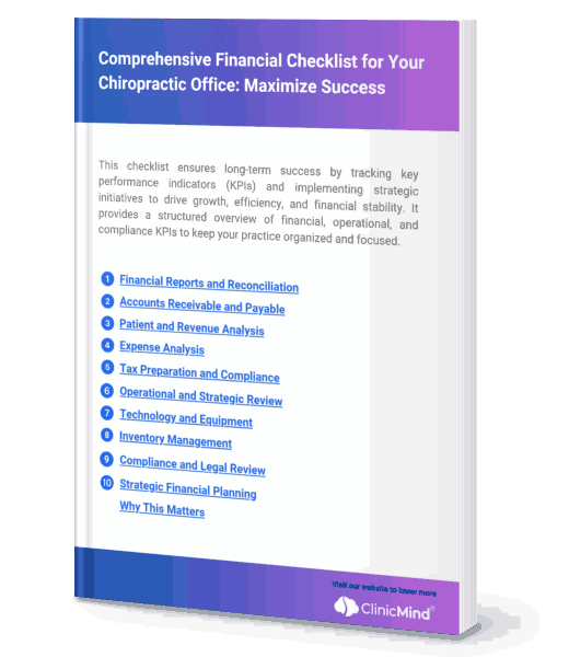 Comprehensive Financial Checklist for Your Chiropractic Office eBook cover — maximize success with strategic insights to drive long-term growth